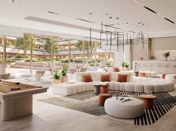 A business centre with a shared lounge